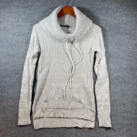 Derek Heart Cowl Neck Sweater Women's Small Gray Open-Knit Long Sleeve Casual - Picture 1 of 8